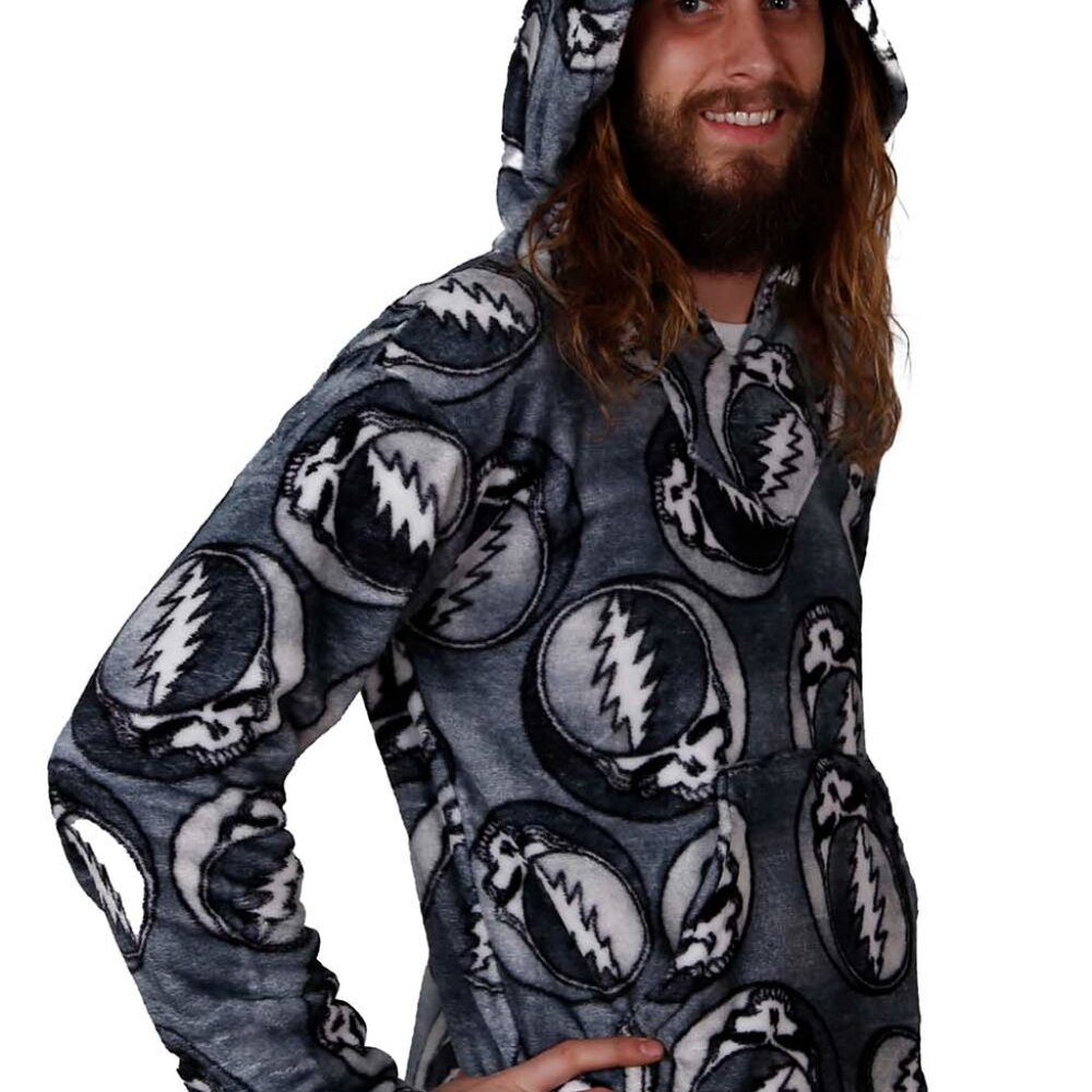 Grateful Dead Steal Your Face Grey Fleece Pull Over Hoodie - Picture 3 of 4